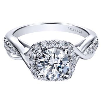 Gabriel & Co 18K White Gold 0.40 ct Diamond Halo Engagement Ring Setting ER12130R4W83JJ