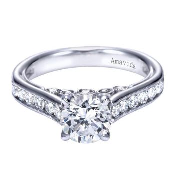 Gabriel & Co 18K White Gold 0.80 ct Diamond Straight Engagement Ring Setting ER7286W83JJ