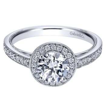 14K White Gold 0.24 ct Diamond Criss Cross Engagement Ring