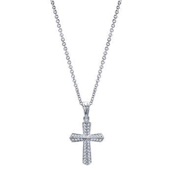 0.16 ct ct Diamond Cross Necklace set in 14K White Gold NK2193W45JJ