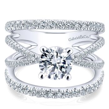 0.83 ct - Diamond Engagement Ring Set in 14k White Gold Split Shank /ER12819R4W44JJ-IGCD