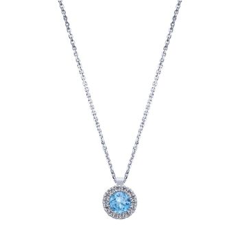 0.11 ct Diamond Swiss Blue Topaz Fashion Necklace set in 14K White Gold NK1266W45BT