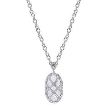 18k White Gold Diamond Rock Crystal Fashion Necklace NK4168W84CL