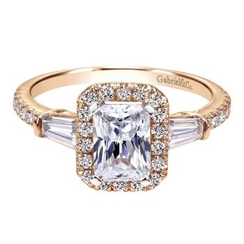 14K Rose Gold 0.60ct Diamond halo engagement ring 