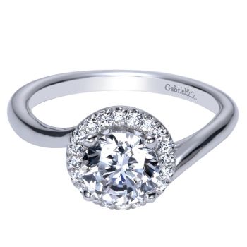14K White Gold 0.12 ct Diamond Criss Cross Engagement Ring