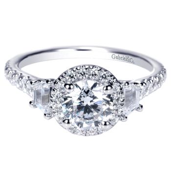 0.75 ct Diamond Engagement Ring - Set in 14k White Gold Diamond Halo /ER8622W44JJ-IGCD