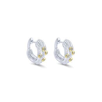 0.08 ct - Earrings
 925 Silver/18k Yellow Gold Diamond Huggie /EG11138MY5JJ-IGCD