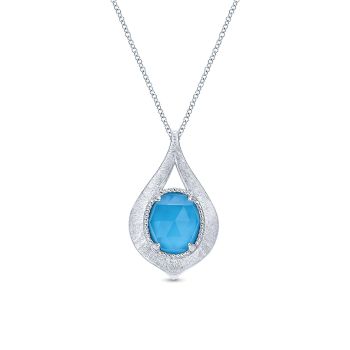 5.16 ct - Necklace
 925 Silver Rock Crystal & turquoise Fashion /NK4509SVJXT-IGCD