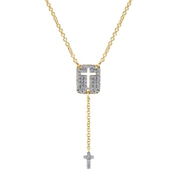 0.15 ct Round Diamond Cross Necklace set in 14KT Yellow Gold NK5179Y45JJ