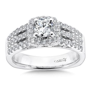 Halo Engagement Ring in 14K White Gold with Platinum Head (0.57ct. tw.) /CR560W