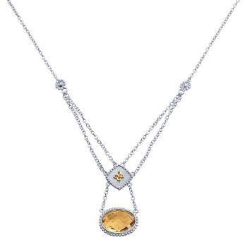 925 Silver/18k Yellow Gold Citrine Fashion Necklace NK2682MYJCT