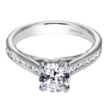 18K White Gold 0.27 ct Diamond Straight Engagement Ring Setting ER6184W83JJ