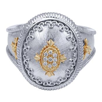 925 Silver/18k Yellow Gold Diamond Fashion Ladies' Ring LR5828MY5JJ