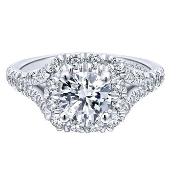 1.06 ct Diamond Engagement Ring - Set in 14k White or Pink Gold Diamond Halo /ER12830R4T44JJ-IGCD
