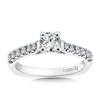 Classic Elegance Collection Engagement Ring With Diamond Side Stones in 14K White Gold with Platinum Head (0.27ct. tw.) /CR301W