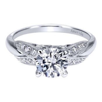 Gabriel & Co 18K White Gold 0.12 ct Diamond Straight Engagement Ring Setting ER11911R4W83JJ