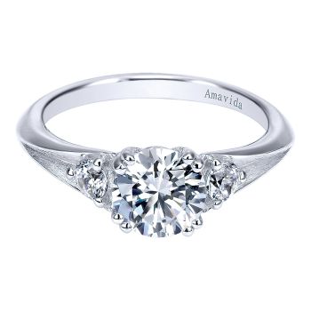 0.22 ct - Straight Setting Diamond Engagement Ring Set in 18k White Gold /ER11702R4W83JJ-IGCD