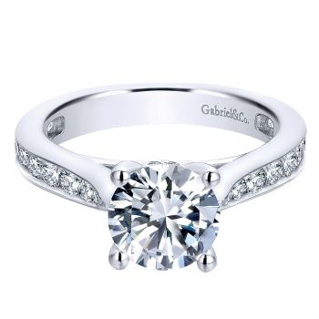 0.81 ct - Diamond Engagement Ring Set in 14k White Gold Straight Setting /ER12320R6W44JJ-IGCD