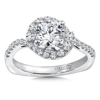 Diamond Engagement Ring Mounting in 14K White Gold with Platinum Head (.51 ct. tw.) /CR790W