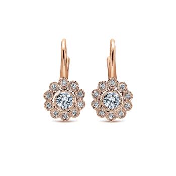 0.53 ct - Earrings
 14k Pink Gold Diamond Drop /EG12504K45JJ-IGCD