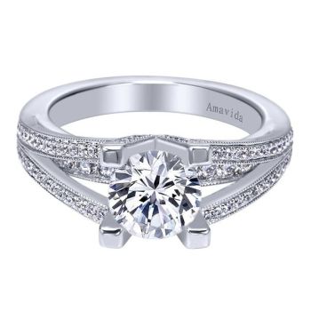 18K White Gold 0.48 ct Diamond Split Shank Engagement Ring Setting ER6142W83JJ