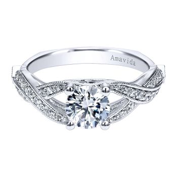 0.22 ct - Diamond Engagement Ring Set in 18k White Gold - Criss Cross /ER11766R3W83JJ-IGCD