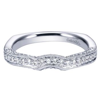 0.42 ct F-G SI Diamond Curved Wedding Band In 14K White Gold WB4238W44JJ