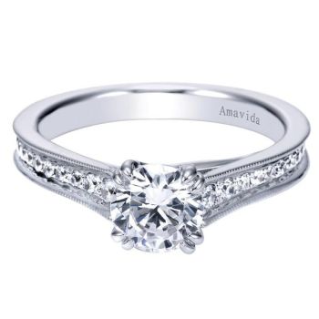 Gabriel & Co 18K White Gold 0.21 ct Diamond Straight Engagement Ring Setting ER6197W83JJ