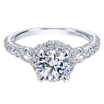 18K White Gold 0.69 ct Diamond Halo Engagement Ring Setting ER11331R4W83JJ