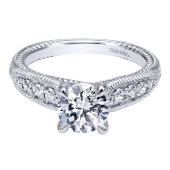 14K White Gold 0.28 ct Diamond Straight Engagement Ring Setting ER10430W44JJ