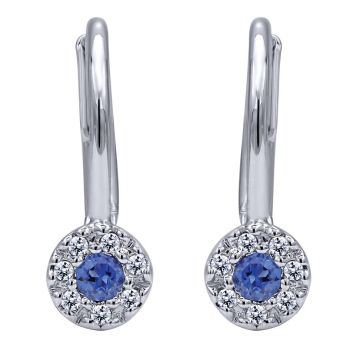 14k White Gold Diamond and Sapphire Leverback Earrings 0.05 ct EG9683W45SA