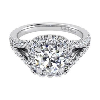18K White Gold 0.99 ct Diamond Halo Engagement Ring Setting ER11410W83JJ