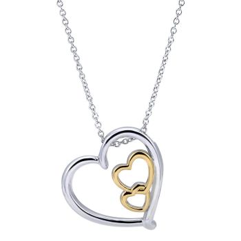 925 Silver/18k Yellow Gold Heart Necklace NK2763MYJJJ