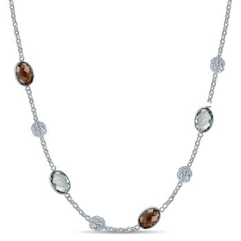 67.48 ct - Necklace
 925 Silver Multi Color Stones Diamond By The Yard /NK4284ETSVJMC-IGCD