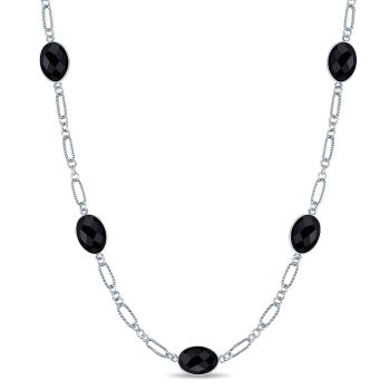 96.87 ct - Necklace
 925 Silver Onyx Diamond By The Yard /NK4297ETSVJOX-IGCD