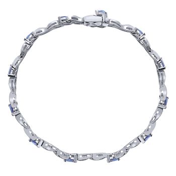 0.27 ct - Diamond Tennis Bracelet with 1.74 ct Sapphire Set in 14K White Gold /TB1206W45SB-IGCD