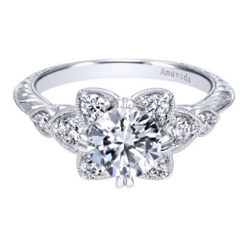 Gabriel & Co Platinum 0.40 ct Diamond Halo Engagement Ring Setting ER10052PT3JJ