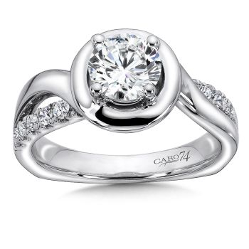 Halo Diamond Engagement Ring in 14K White Gold with Platinum Head (0.34ct. tw.) /CR145W