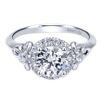 Gabriel & Co 18K White Gold 0.25 ct Diamond Halo Engagement Ring Setting ER11817R4W83JJ