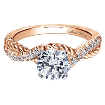 0.17 ct - Diamond Engagement Ring Set in 14k White/Pink Gold Criss Cross /ER10298T44JJ-IGCD