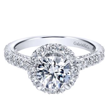 18K White Gold 0.88 ct Diamond Halo Engagement Ring Setting ER11328R4W83JJ