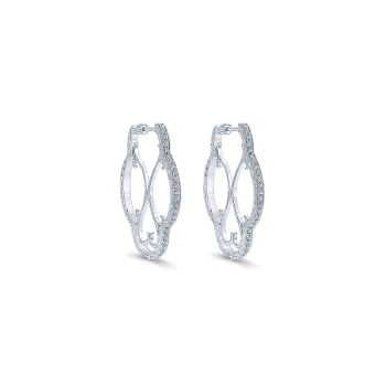 0.62 ct - Earrings
 925 Silver White Sapphire Intricate Hoop /EG12026SVJWS-IGCD