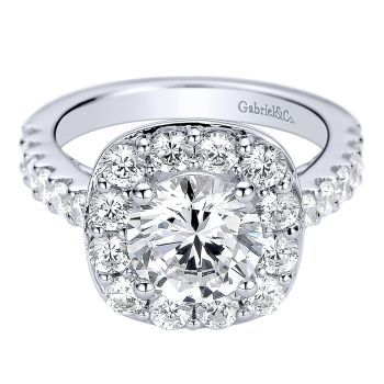 1.40 ct Diamond Engagement Ring - Set in 14k White Gold Diamond Halo /ER9376W44JJ-IGCD