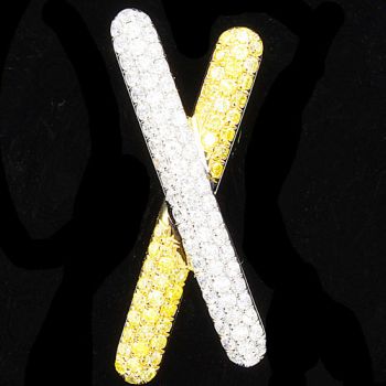 Pave Set Yellow and White Round Diamonds "X" Pendant set in 18kt White and Yellow Gold /SEP20318Y