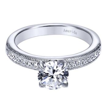 18K White Gold 0.16 ct Diamond Straight Engagement Ring Setting ER6215W83JJ
