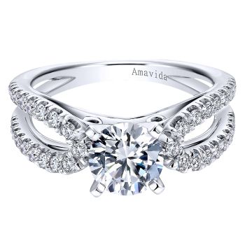 0.41 ct - Diamond Engagement Ring Set in 18k White Gold - Split Shank /ER12153R4W83JJ-IGCD