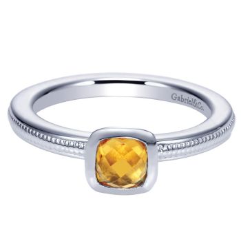 Citrine Stackable Ladie's Ring In Silver 925 LR6798-7SVJCT