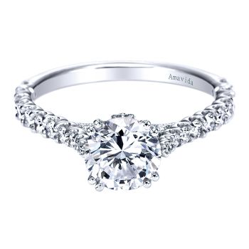 0.59 ct - Straight Setting Diamond Engagement Ring Set in 18k White Gold /ER7374W83JJ-IGCD