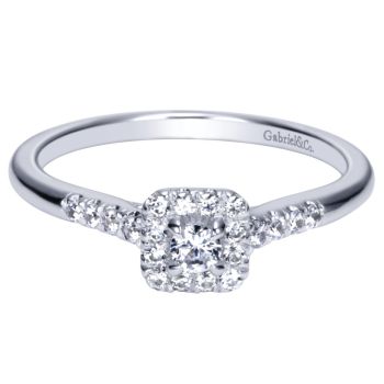14K White Gold 0.18 ct Diamond Criss Cross Engagement Ring 