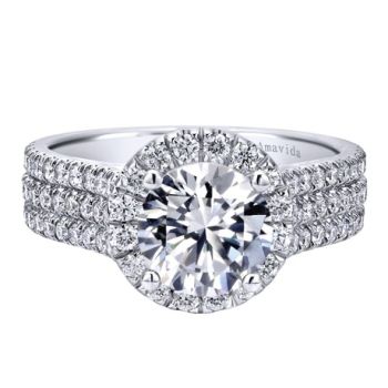 Gabriel & Co 18K White Gold 0.71 ct Diamond Halo Engagement Ring Setting ER12030W83JJ